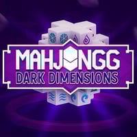A purple and white game cover for Mahjongg Dark Dimensions.
